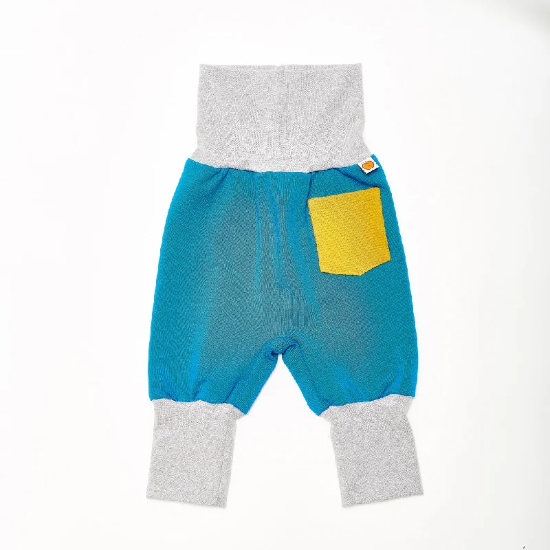 Baby Sweat pants with pockets "Sweat Blue/Rib Mustard"