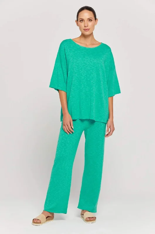 BY RIDLEY Womens Allyson Linen Pant - Emerald