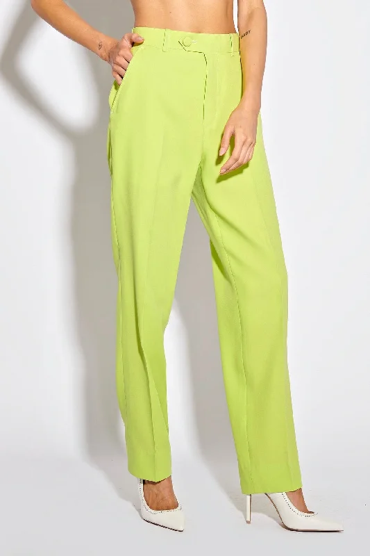 EFFIE KATS Womens Man Pants - Lime Green