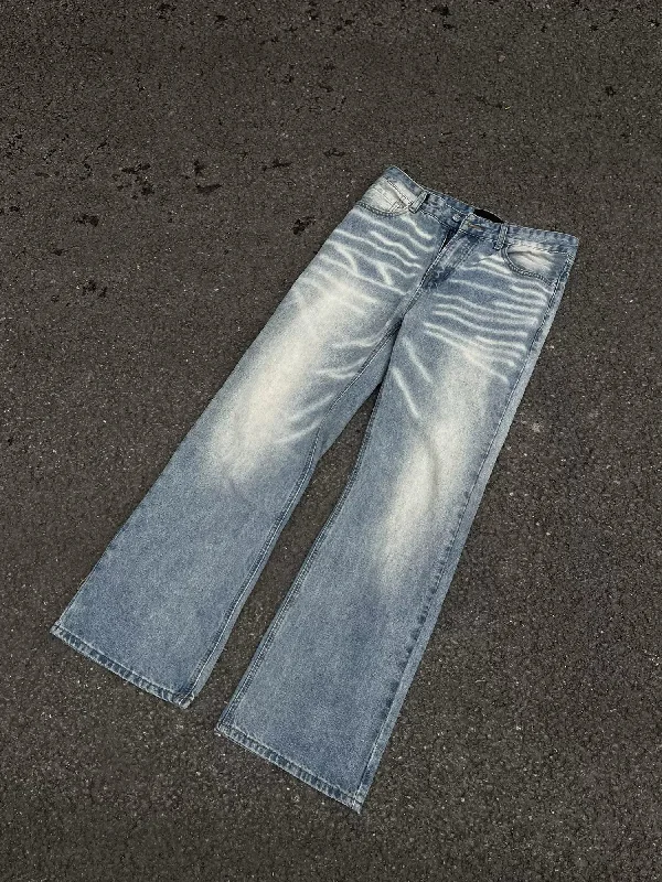 Ripple Washed & Faded Straight Jeans