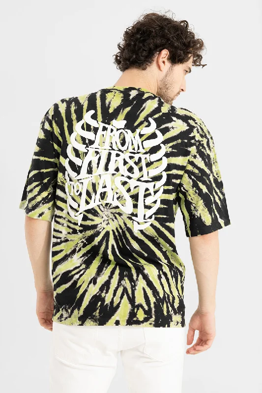 From First to Last Black Tie-Dye Oversized T-Shirt