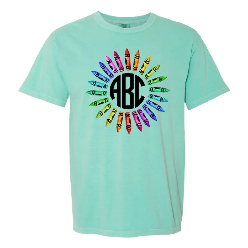 Monogrammed 'Watercolor Crayon Wreath' T-Shirt