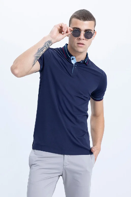 Seamless Stitch Navy Polo T-Shirt