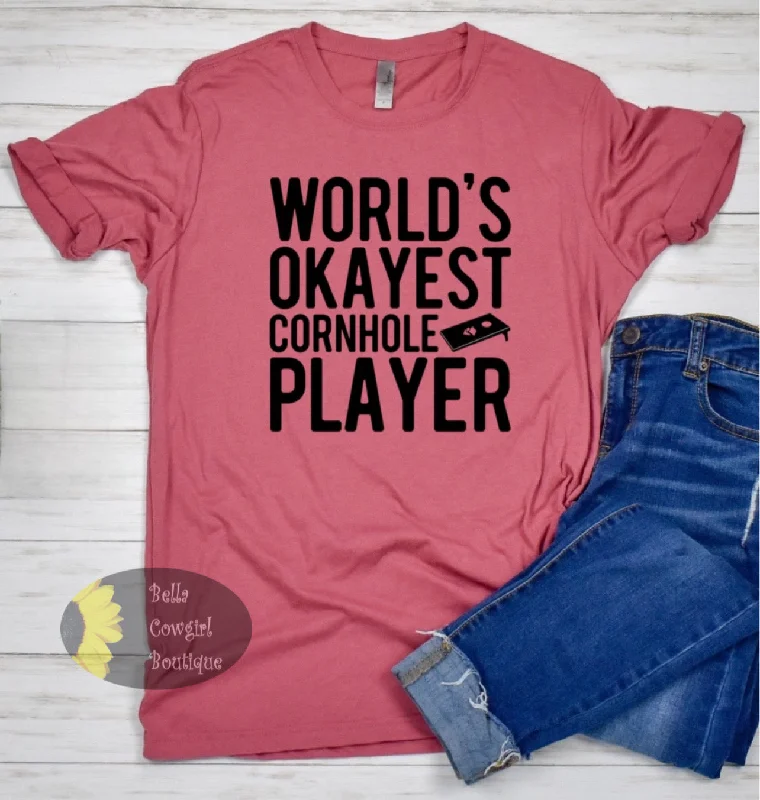 World's Okayest Cornhole Player Cornhole Gift T-Shirt