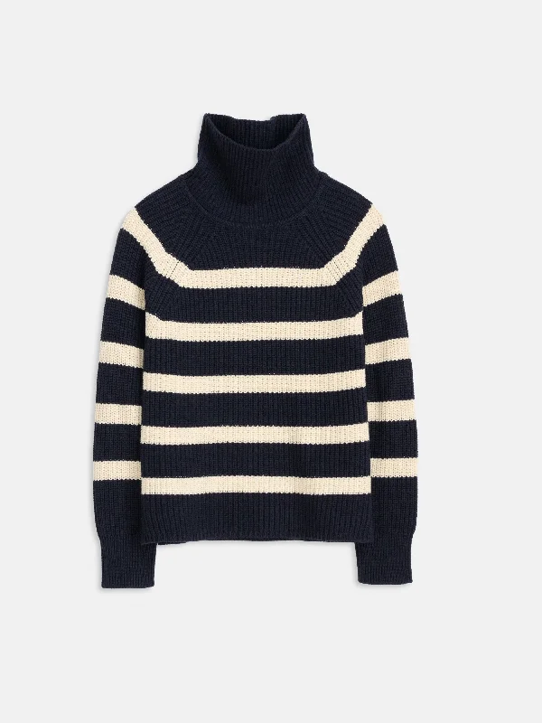 Chelsea Striped Turtleneck In Cotton Cashmere