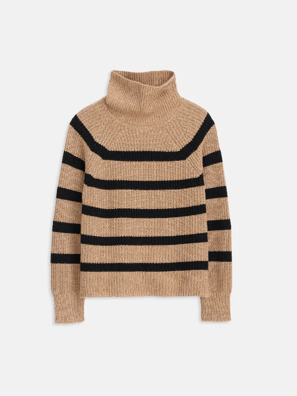 Chelsea Striped Turtleneck In Cotton Cashmere