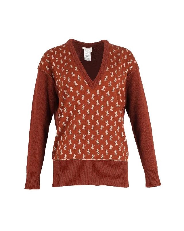 Chloé Metallic Intarsia Blend Sweater in Brown Wool