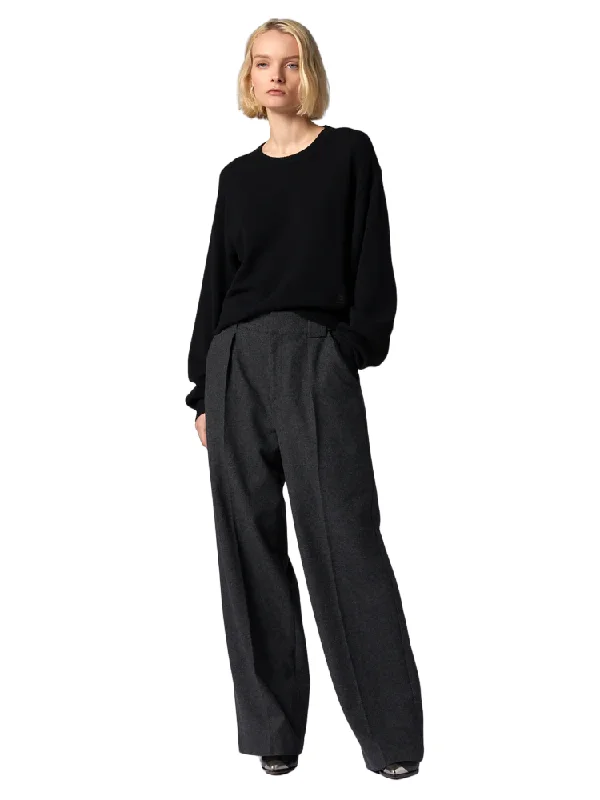 Elodie Crewneck Cashmere Sweater - True Black