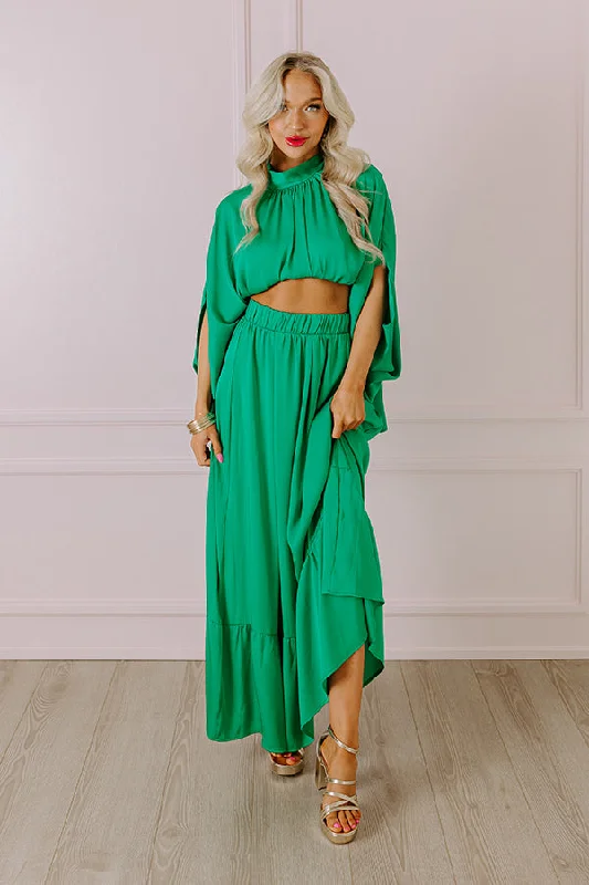 Resort Radiance Maxi Skirt in Green