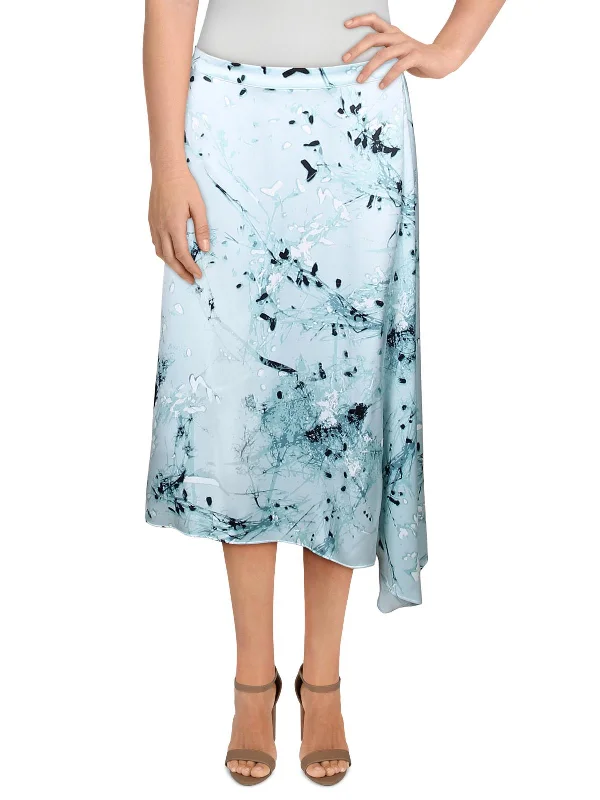 Womens Printed Asymmetric A-Line Skirt