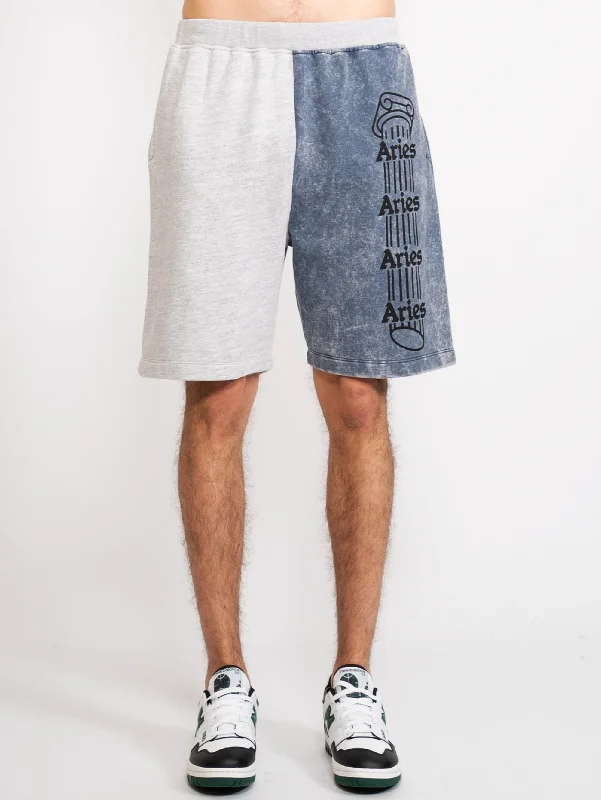 Shorts in Felpa Bicolor Grigio/Blu