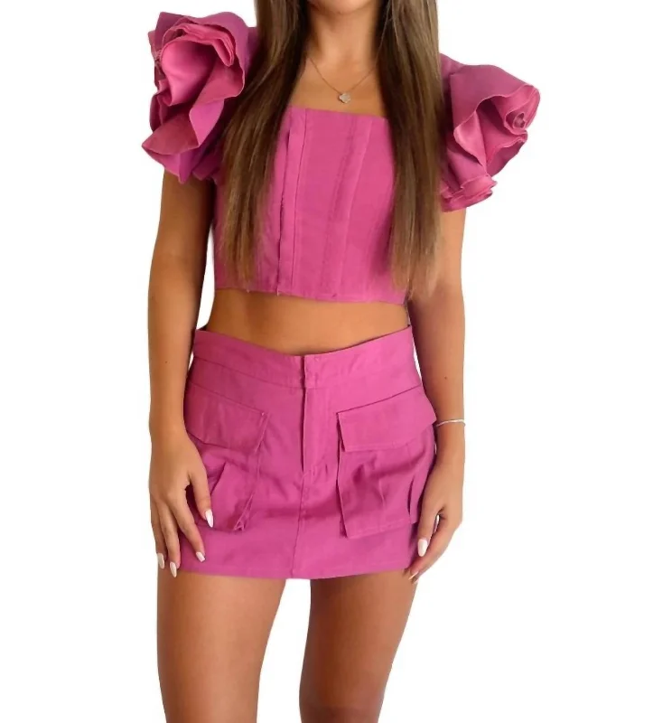 Hailey Cargo Mini Skort In Pink