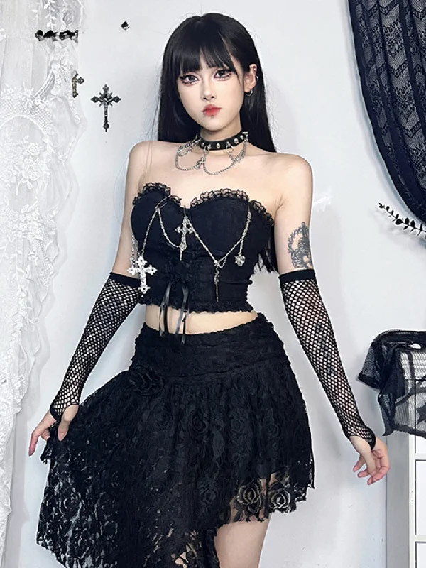 Gothic Grunge E Girl Crop Sexy Harajuku Strapless Top