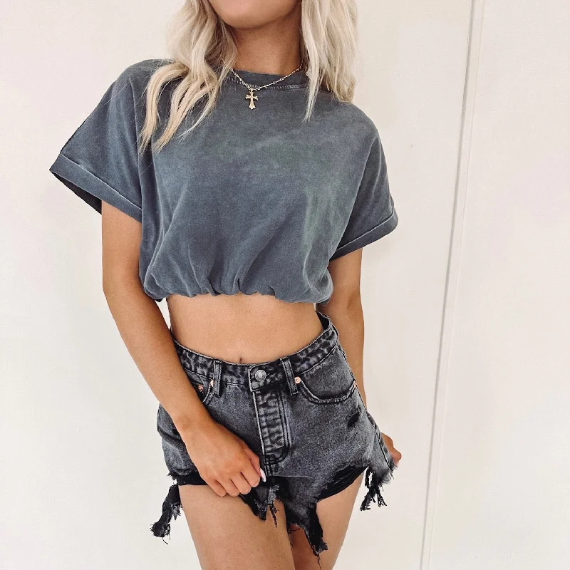 Sammy Crop Top - Grey