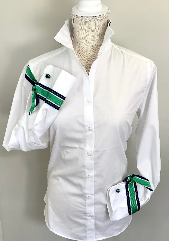 SALE - XS, M, XL & 2XL ONLY - Audrey Ribbon French Cuff Shirt (RFC21) *FINAL SALE*