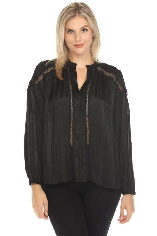 Johnny Was Calme Striped V-Neck Silk Peasant Top O21062-O *