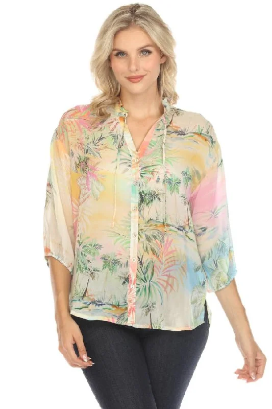 Johnny Was Cathryn Button-Down Blouse C13924B5 Boho Chic