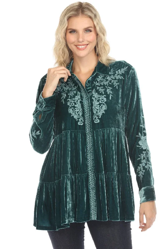 Johnny Was JWLA Lenon Velvet Tiered Tunic Top J27124