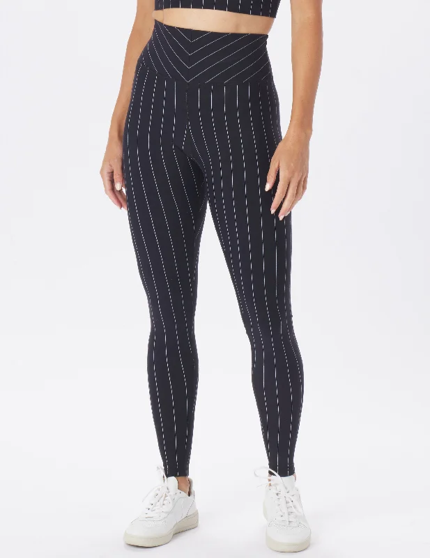 Pursuit Legging: Black/White Pin Stripe