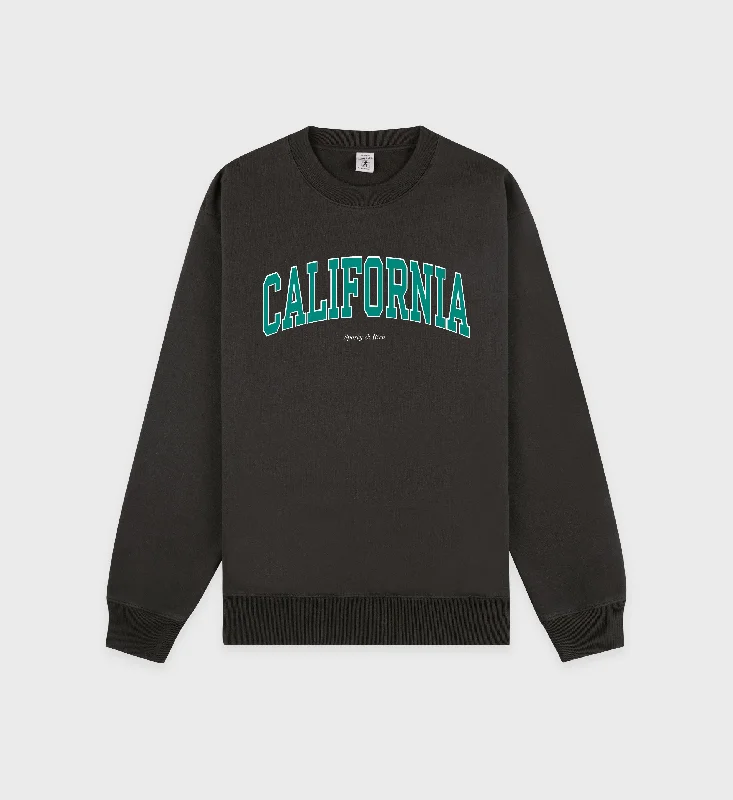 California Crewneck - Faded Black/Spring Green