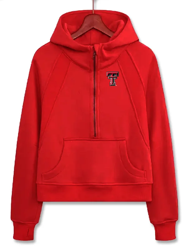 Dark Horse Texas Tech "Serenity" Half Zip Red Crop Hoodie