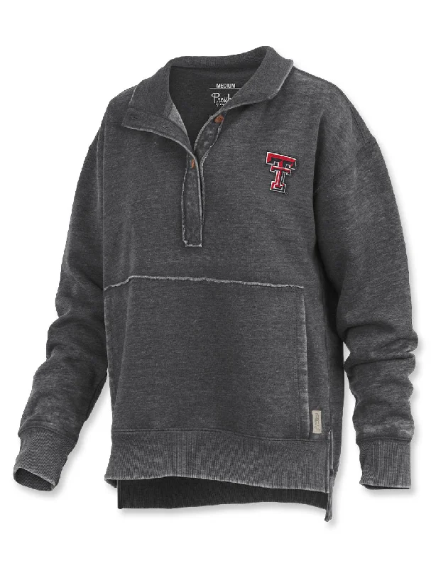 Press Box Texas Tech "Matilda" Mock Neck Henley Fleece