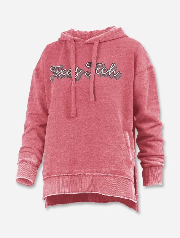 Pressbox Texas Tech Red Raiders "Go Girl" Vintage Wash Poncho Fleece Hoodie