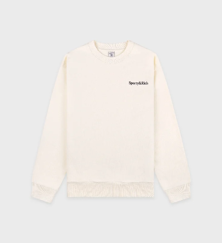 Serif Logo Crewneck - Cream/Navy