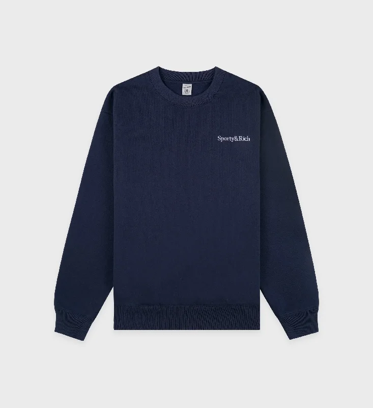 Serif Logo Crewneck - Navy/White