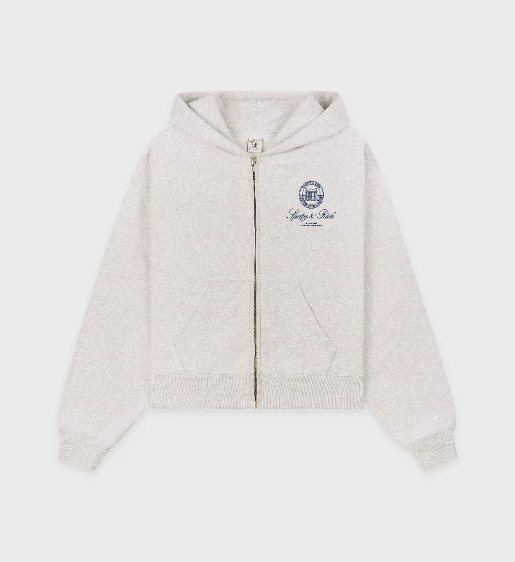 Vendome Resort Cropped Zip Hoodie - Heather Gray/Navy