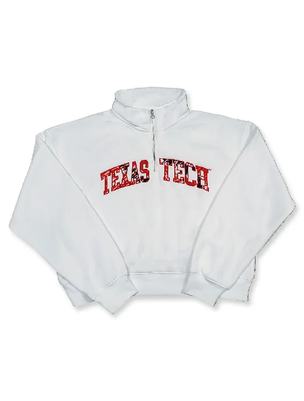 *Zoozats Texas Tech Arch "Hippie Days" Quarter Zip Crop Sweatshirt